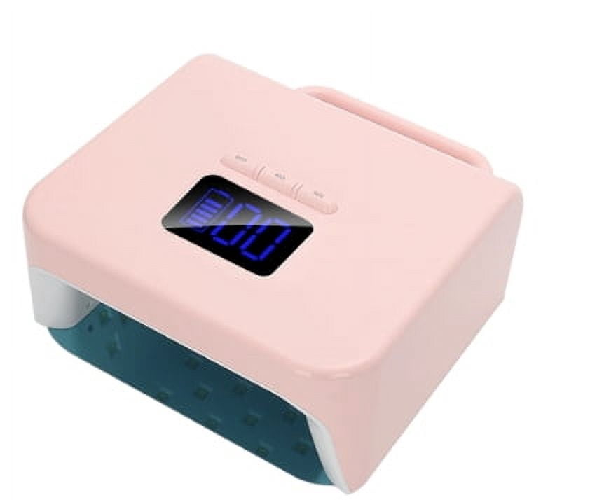2025 NEW 220W High-Power Rechargeable Nail Lamp - Professional Fast-Drying UV/LED Nail Dryer for Salons（Color: Pink ，Light Color: White Light）