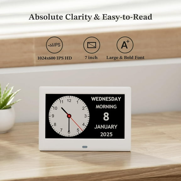 2025 NEW, Digital Clocks, 7'' Dementia Clock with Date and Time for Elderly, Auto-Dimming, 12 Reminders & 6 Alarms, Button & Remote Control, Auto DST, Digital Calendar for Seniors Large Display