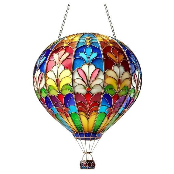 2025 NEW Hot Air Balloon Solar Lantern - Garden Decor, Flickering Flame Hanging Solar Light for Outdoor Decorations, Blue & Purple Lamp for Yard Tree Porch Party