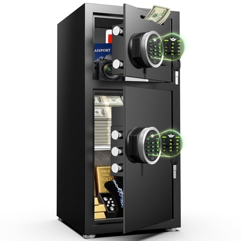 2025 NEW Large Home safe Fireproof Waterproof, 6.5 Cub Money Safe Box with Slot & Metal Deposit Storage Box, Home Safe with Dual Alarm System & Mute Mode for Valuables