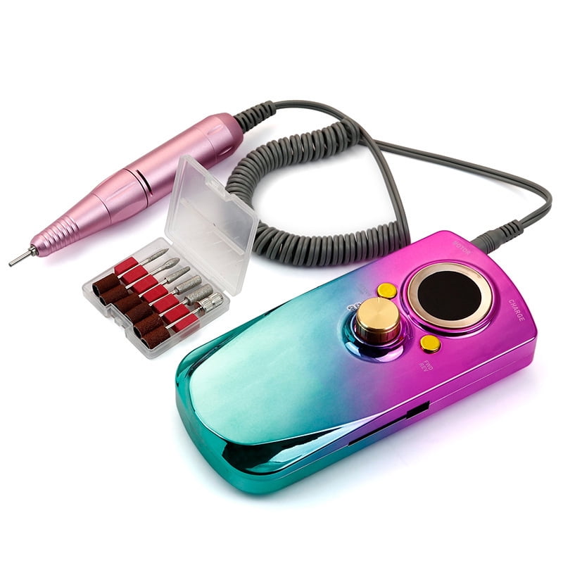 2025 NEW Professional Rechargeable Nail Drill - 35,000 RPM Portable Electric Nail File with Lithium Battery, Adjustable Forward/Reverse（Multichrome  size：21.5cm*18.4cm*5.4cm）