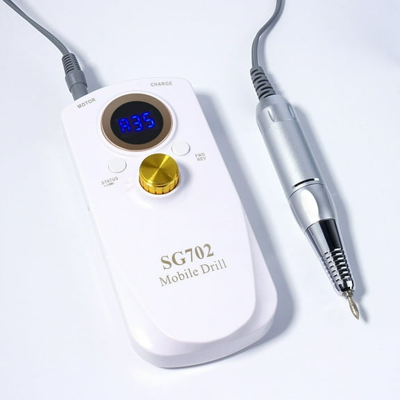 2025 NEW Professional Rechargeable Nail Drill - 35,000 RPM Portable Electric Nail File with Lithium Battery, Adjustable Forward/Reverse（White size：21.5cm*18.4cm*5.4cm）