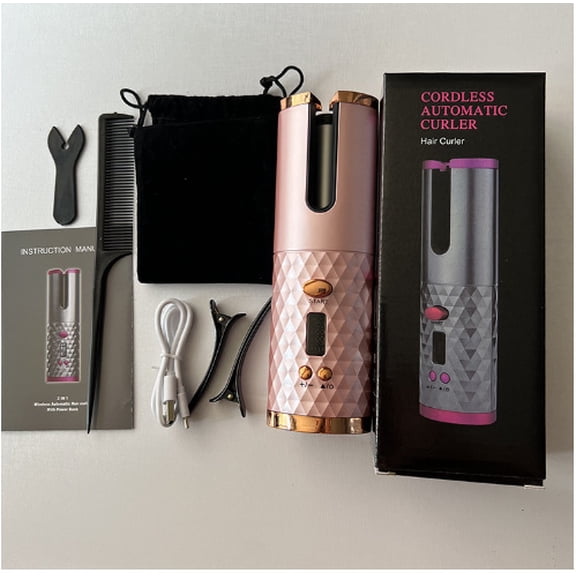 2025 NEW Smart Cordless Hair Curler - 4000mAh USB-C Rechargeable with LCD Display & 6 Temperature Settings (Pink)
