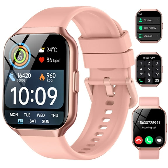 2025 NEW Smart Watch, 1.96''HD Screen SmartWatch for Men Women's, Answer/Make/Message, 100 Sports Modes, IP68 Waterproof Fitness Tracker Compatible with Android and iPhone, Holiday Gifts,Pink