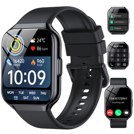 2025 NEW Smart Watch, 1.96''HD Screen SmartWatch for Men Women's, Answer/Make/Message, 100 Sports Modes, IP68 Waterproof Fitness Tracker Compatible with Android and iPhone, Holiday Gifts, Black