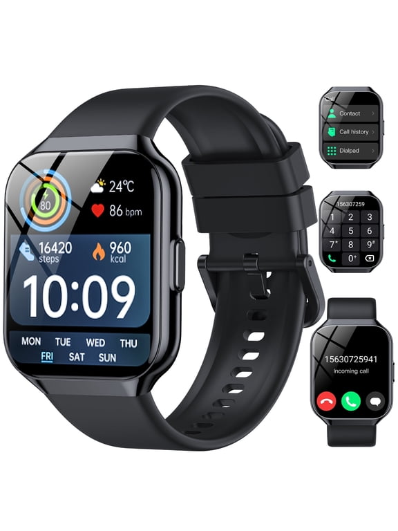 2026 NEW Smart Watch, 1.83''HD Screen SmartWatch for Men Women's, Answer/Make/Message, 100 Sports Modes, IP68 Waterproof Fitness Tracker Compatible with Android and iPhone, Holiday Gifts, Black