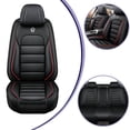thumbnail image 1 of 2025 for NISSAN ROGUE Seat Cover, PU Leather 5 Piece Full Set With Lumbar Support Beautify Interior, Black and Red Edges Car Seat Covers, Airbag-Compatible, 1 of 7