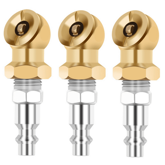 2025 New! 1/4Inch Portable Air Chuck Closed Brass Ball Inflator for Gauge Compressor Accessories, 3 Pack
