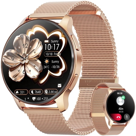 Smart Watch for Women, 1.32" Thin Face Fitness Tracker with Bluetooth Calls(Answer&Make), Smart Watch Fits for Android and iPhone, IP68 Waterproof, 110+ Sport Modes Smartwatch (Gold)