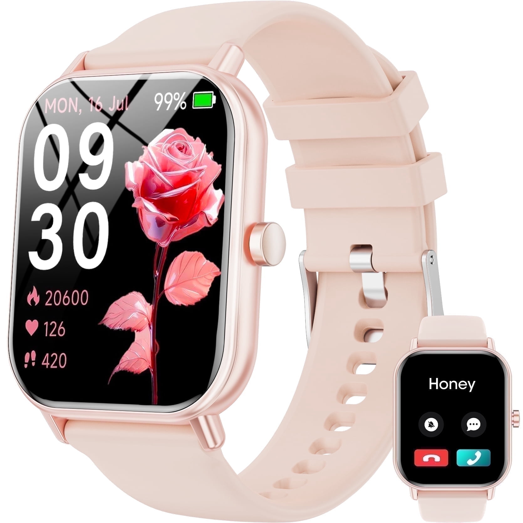 Haulvean 2025 New 1.85-inch Smart Watches for Women, with Answer/Make Calls/100 Sport Modes, Fitness Tracker Watch, Fits for Android and Iphone Devices（Pink）