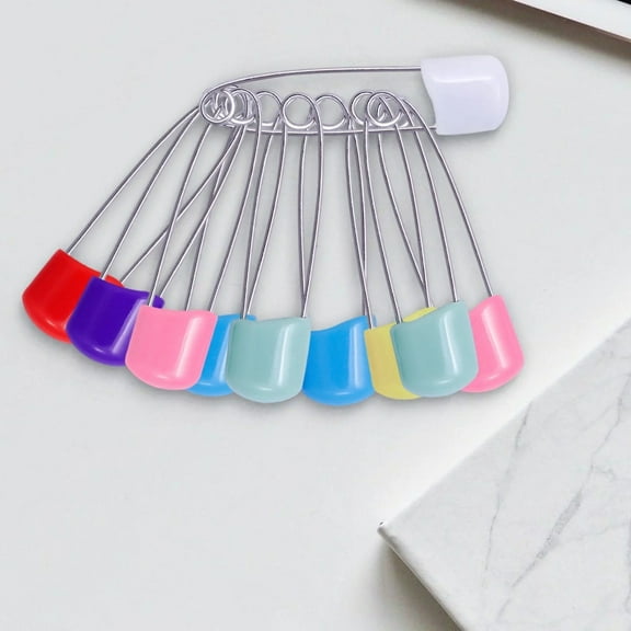 2025 New 10 Pcs Diaper Pins, Human Safety Pins, Diaper Pins for Cloth Diapers, Heavy Duty, Stainless Steel, ABS Plastic, Colorful Safe Locking Closures, 0.39x1.61 Inch, Multicolor