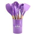 thumbnail image 1 of 2025 New 12 Pieces Of Silicone Cooking Kitchen Utensils Set, Cooking Gadgets, With Stand, Wooden Handle Cooking Tools, Turner Pliers Spatula Spoon Kitchen Gadget Suit, For Non-Stick Cookware, 1 of 2