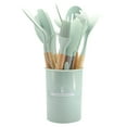thumbnail image 1 of 2025 New 12 Pieces Of Silicone Cooking Kitchen Utensils Set, Cooking Gadgets, With Stand, Wooden Handle Cooking Tools, Turner Pliers Spatula Spoon Kitchen Gadget Suit, For Non-Stick Cookware, 1 of 2