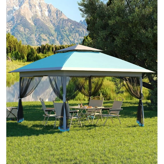 2025 New 13'x13' Outdoor Patio Gazebo, Outdoor Canopy Tent with Mosquito Netting, Backyard Tent for Party, Wedding, Outdoor Dining, Patio, Backyard