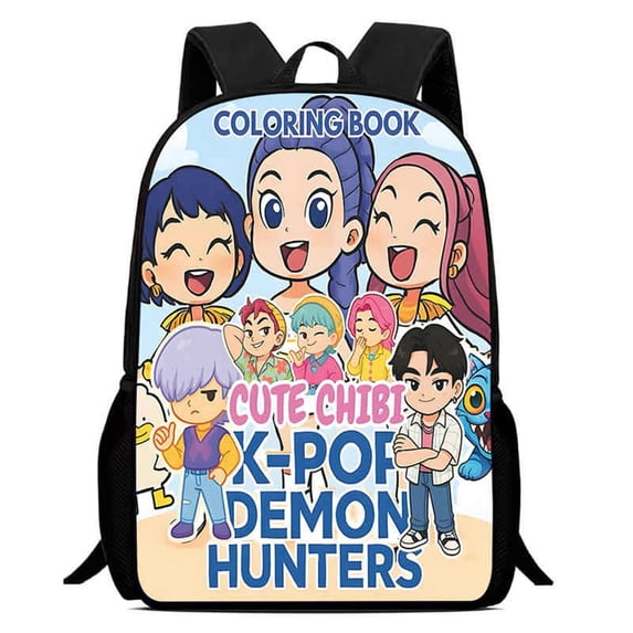 Mochila Yilianda Demon Hunters School - Diseño Con Rumi, Mira Y Zoey | Material Poliéster, Estilo Único