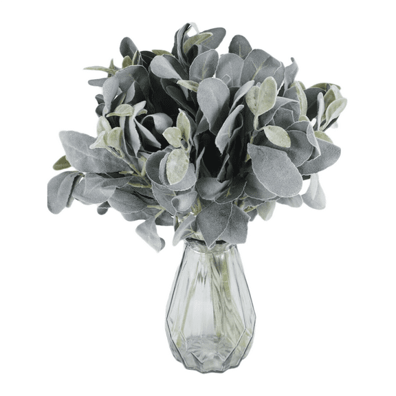 2025 New! 15 Pcs Artificial Flocked Lambs Ear Greenery Stem Faux Lamb's Branches Picks Rustic Wedding Centerpiece