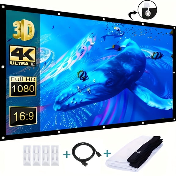 2025 New 150-inch Portable Projection Screen, Thickened Foldable Design for 3D/4K/16:9, Easy to Install Clean Carry & Store, Indoor Outdoor Movie Projector Screen