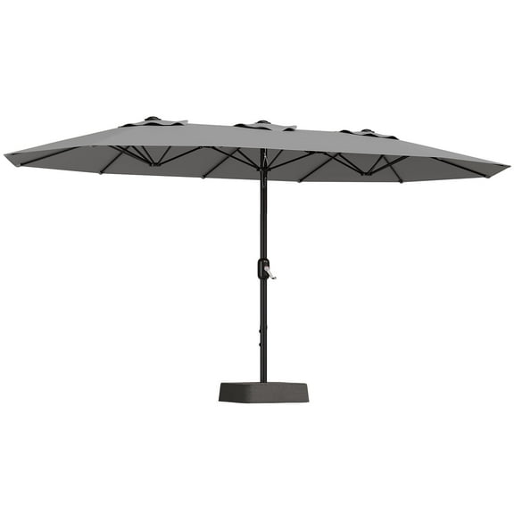 2025 New 15ft Large Patio Umbrellas With Base Included, Outdoor Double-Sided Rectangle Market Umbrella With Stand, for Poolside Lawn Backyard