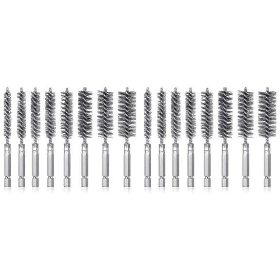 2025 New! 16Pcs Wire Brush Drill Bit Set with 1/4 Inch Hexagon Shank Steel Twisting Brush,Suitable for Drilling Percussion A