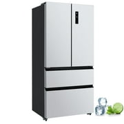 2025 New 18.75 Cu.ft French Door Refrigerator, 33 Inch Large Capacity Stainless Steel Fridge, Full Size Bottom Freezer Frost-free Counter Depth Fridge, with 2 Doors & 2 Drawers