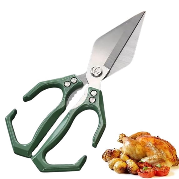 2025 New 2 in 1 Ergonomic Kitchen Scissors for Chicken, Multifunctional Heavy-Duty Kitchen Shears, New Kitchen Scissors for Food, Japanese Cooking Shearss for Food, Chicken Bones and Turkey (Green)