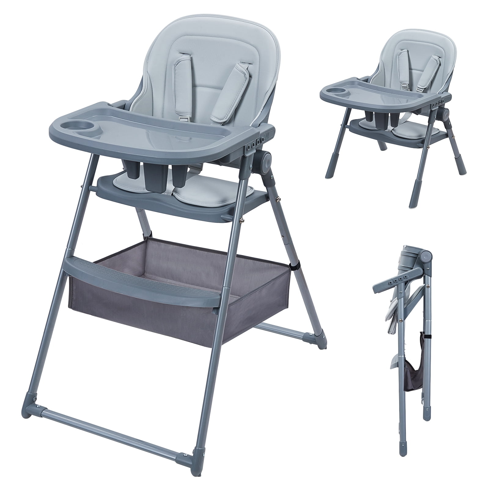 2025 New 2 in 1 Foldable High Chair,Height Adjustable Folding High Chairs,Foldable and ...