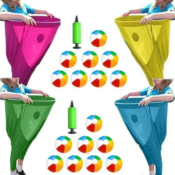 2025 New 2 PCS Granny Pants Outdoor Game, Giant Oversized Granny Pants Yard Game Sets with 4 Bouncy Balls & 1 Pump, Yard Games Field Family Reunion