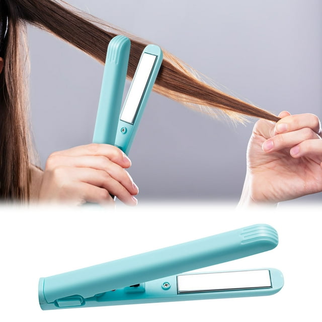 2025 New 2-in-1 Mini Curling Wand Flat Iron Hair Straightener, Long-Lasting Portable Travel Curling Wand for Women Girls (Blue)