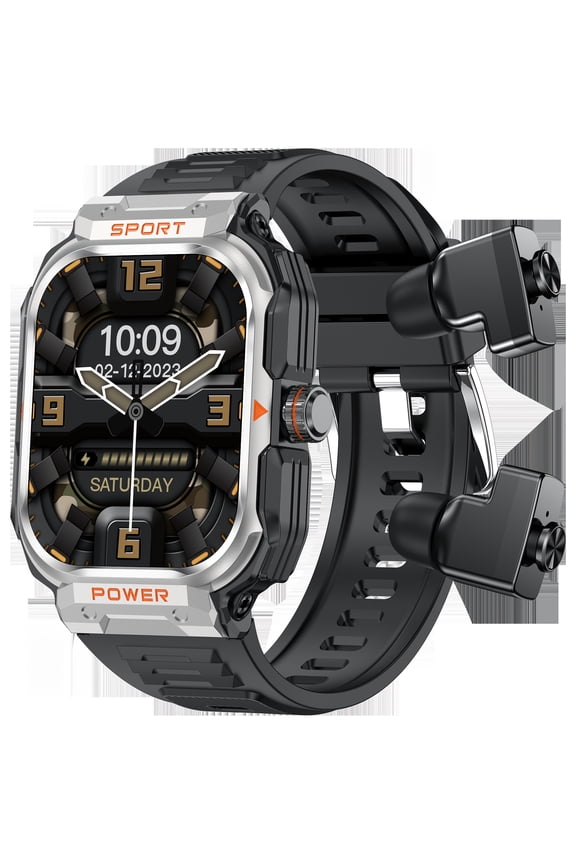 2025 New 2-in-1 Smartwatch & Wireless Earbuds Combo, HD Full Touch Screen, Custom Watch Faces, Step/Calorie/Distance Tracker, Stopwatch & Alarm, Fitness Sports Watch Compatible with iPhone & Android