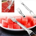 thumbnail image 1 of 2025 New 2-in-1 Stainless Steel Watermelon Cutter - Dual Head Fruit Slicer & Fork Tool, 10 Inch Summer Kitchen Gadget for Home, Parties & Camping, Portable Fruit Cutting Utensil, 1 of 6