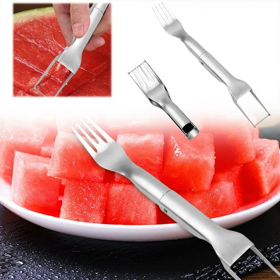 2025 New 2-in-1 Stainless Steel Watermelon Cutter - Dual Head Fruit Slicer & Fork Tool, 10 Inch Summer Kitchen Gadget for Home, Parties & Camping, Portable Fruit Cutting Utensil