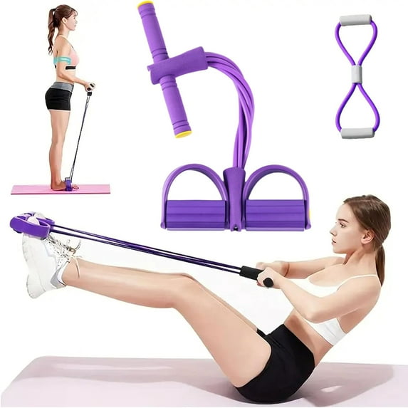 2025 New 21 Fitness Resistance Bands-4 Tube Pedal Ankle Puller, Stretch Bands for Exercise Sit Up Exercise Equipment, Workout Equipment for Women Men