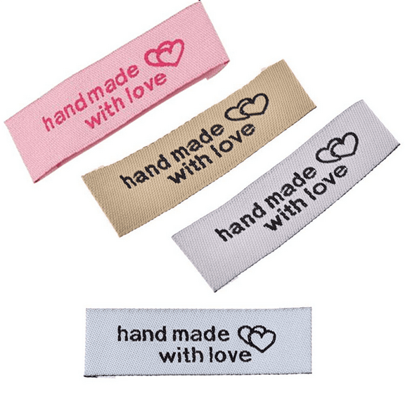 2025 New! 240 Pieces Personalized Sewing Labels Sew on Clothing Handmade Interlocking Heart Pattern Label Tags