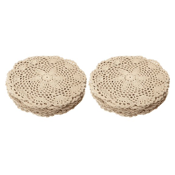 2025 New! 24Pcs Vintage Cotton Mat Round Hand Crocheted Lace Doilies Flower Coasters Lot Household Table Decorative