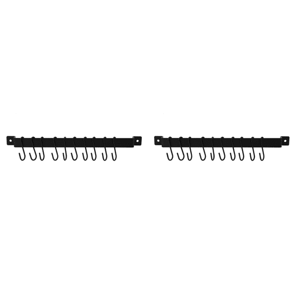 2025 New! 2Pcs Wall Mount Pot Rack,435mm Industrial Hanging Rail Kitchen Utensils Hanger Organiser,Lid Holder,with 20X S Hooks