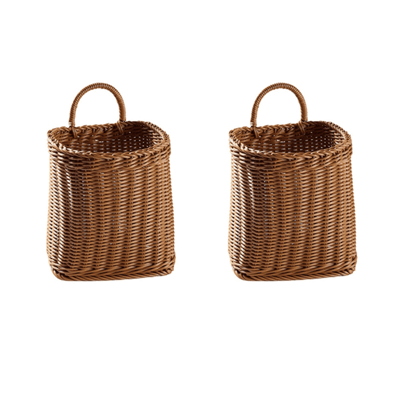 2025 New! 2X Kitchen Storage Basket with Handle Woven Hanging Baskets for Living Room Sundries Organizer Hand-Woven Baskets-L