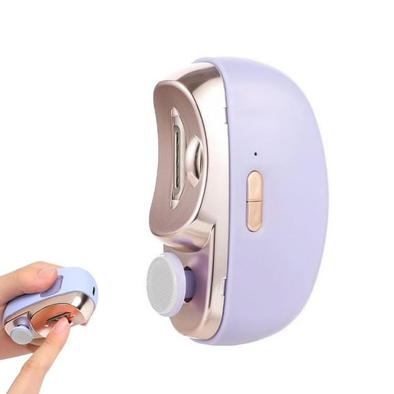 2025 New 3 in 1 Automatic Electric Nail Clipper with Polishing, Electric Nail Trimmer for Seniors Adults Baby, Electric Nail Clippers Nail File with Clip Storage & LED Light Purple