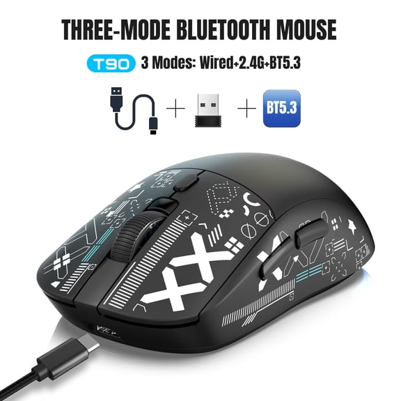 2025 New 3-Mode Wireless Gaming Mouse RGB Macro Ergonomic, 6 Programmable Buttons, Silent Click, Pink for PC/Laptop