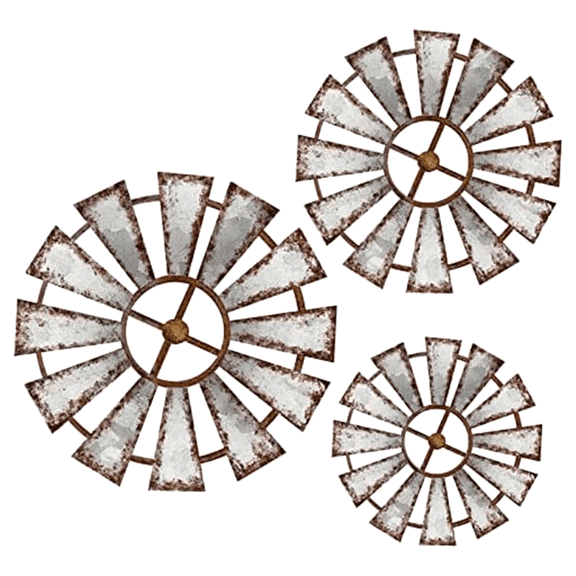 2025 New! 3 Pcs Wood Windmill Wall Decor Farmhouse Hanging Decoration Country Wooden Kitchen Rustic Living Room Sculpture Art