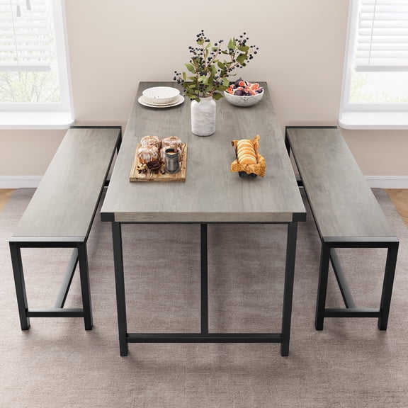 2025 New 3 Piece Kitchen Table Set,4 Person Dining Table Set with Bench,Space Saving,Easy to Install,Suitable for Dining Room,Living Room,Studio, Outdoor