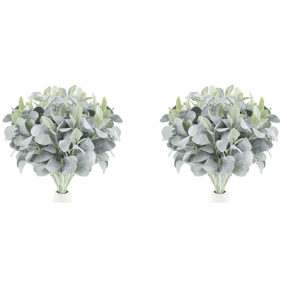 2025 New! 30 Pcs Artificial Flocked Lambs Ear Greenery Stem Faux Lamb'S Branches Picks Rustic Wedding Centerpiece