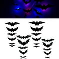 thumbnail image 1 of 2025 New 3D Lighted Bats Halloween Decor, LED Purple Lighted 3D Bats Halloween Decoration, Upgrade LED Glowing Bat Group Hanging Wall Luminous Glow Clings Multipack, 1 of 7