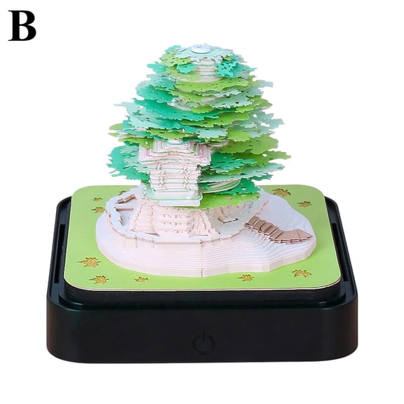 2025 New 3D Memo Romantic Tree House Prayer Hall Panda Sheet Memo Calendar Tearable 3D Gift Collection Pad Time