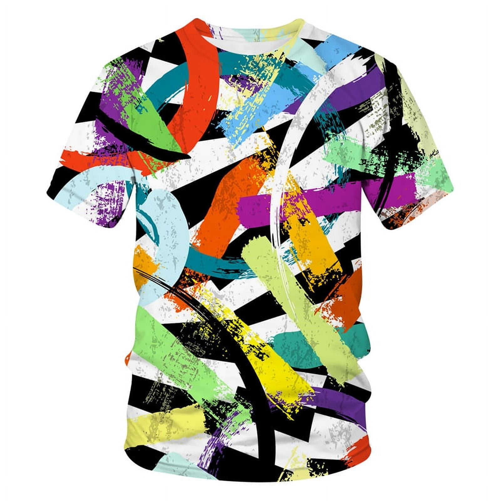 2025 New 3D Round Neck Tops Abstract Pattern Shirt Oversize Male T ...
