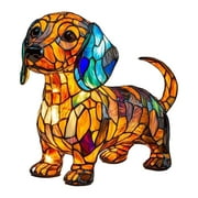 Yucurem 2025 New 3D Stained Dachshund Shaped Desk Lamp, Retro Animal Series Table Night Light, Resin Bedside Lamp with USB Ports Suitable for Home Office