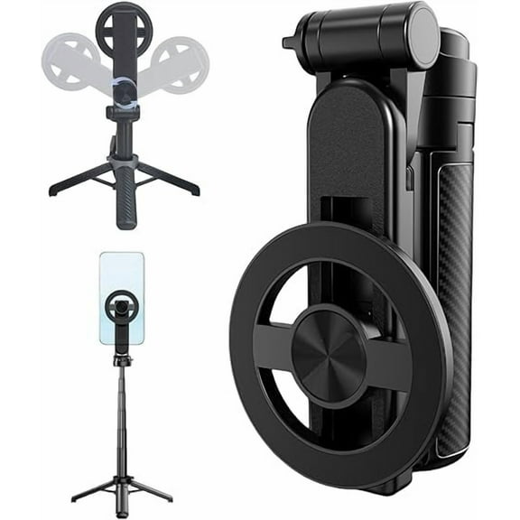 2025 New 4-in-1 Multifunctional Magnetic Selfie Stick, 360 Rotation Phone Tripod with Wireless Remote for iPhone & Android, Phone Stand for Video Recording & Vlogging - Portable Travel