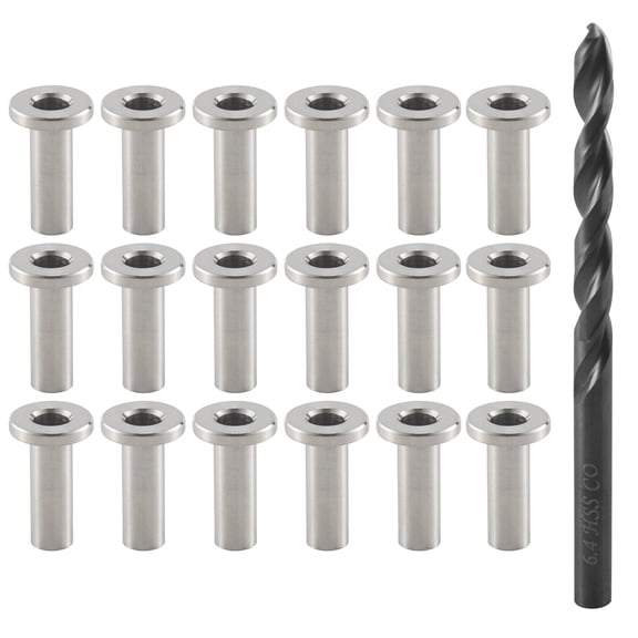 2025 New! 40 Pack T316 Stainless Steel Protector Sleeves For 1/8 inch Wire Rope Cable Railing DIY Balustrade with 1Pc Drill Bit