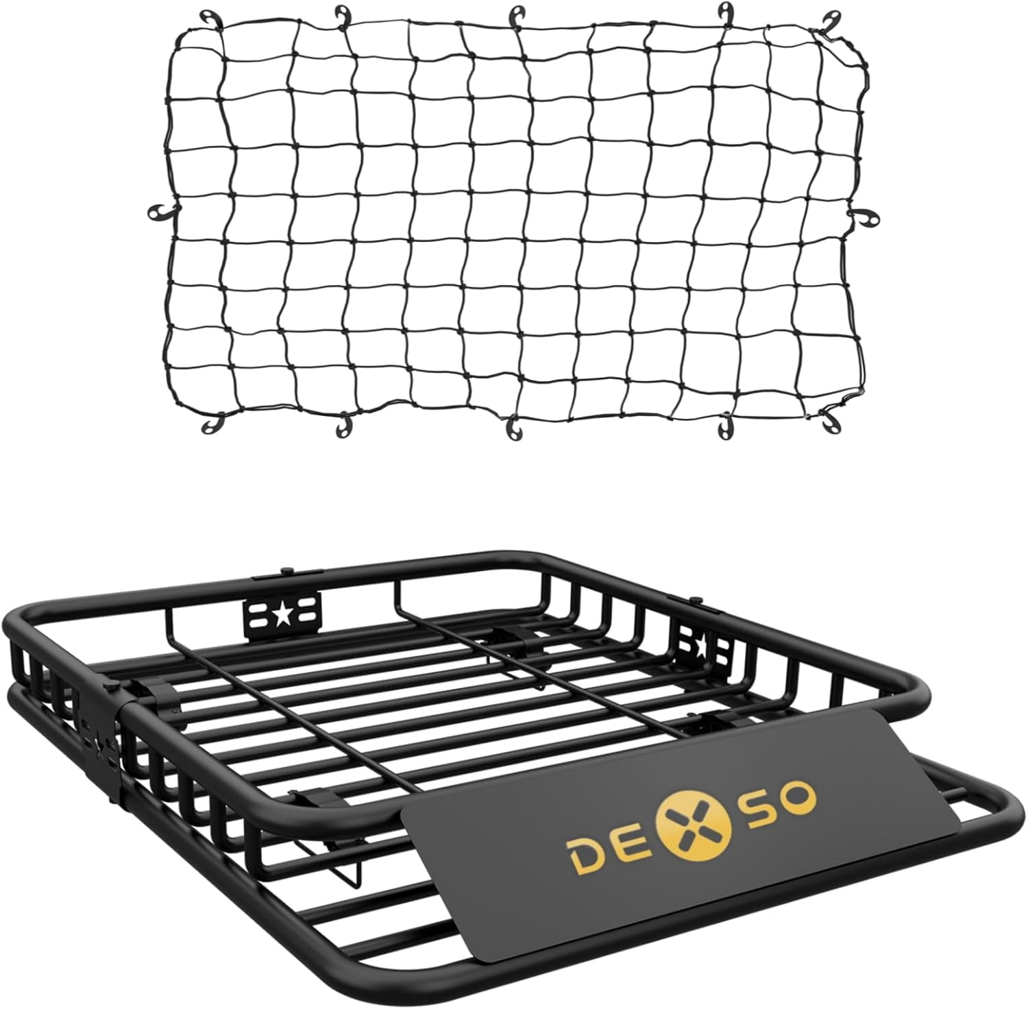2025 New 46"x36" Universal Roof Rack Carrier Basket, 200 Lbs Capacity Roof Cargo Basket with Extension Luggage Holder Basket Heavy Duty for SUVs, Trucks, Vehicles