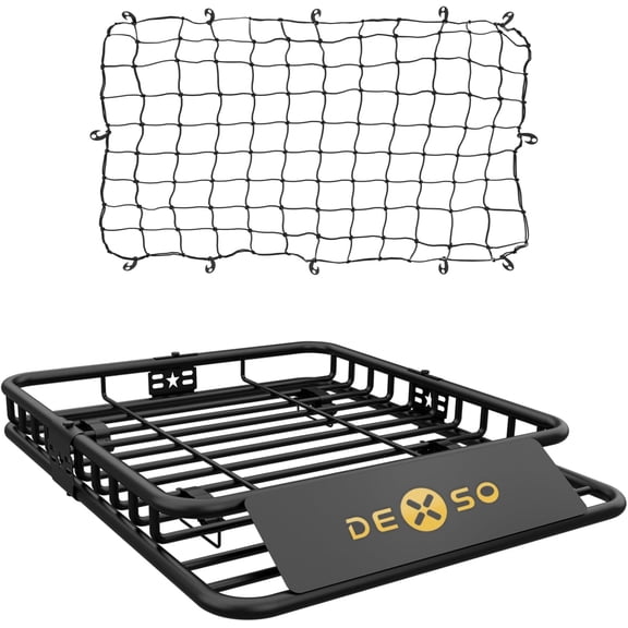 2025 New 46"x36" Universal Roof Rack Carrier Basket, 200 Lbs Capacity Roof Cargo Basket with Extension Luggage Holder Basket Heavy Duty for SUVs, Trucks, Vehicles