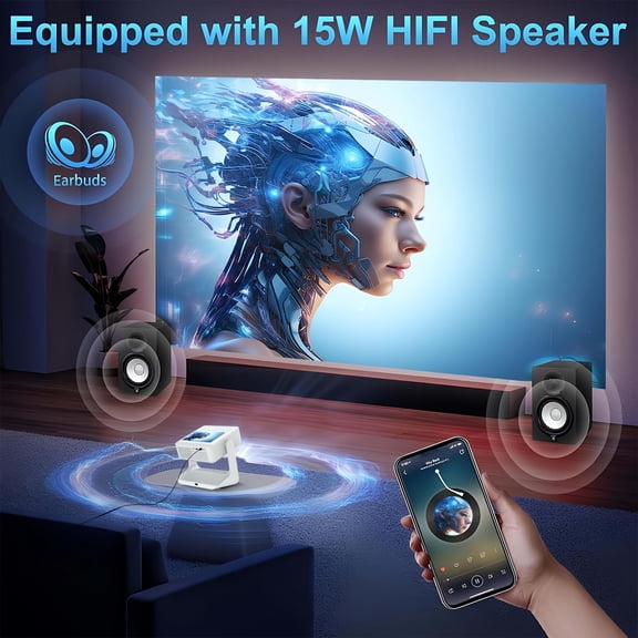 2025 New 4K Supported Projector with Native 1080P, WiFi6 & 8'' Touch Screen | Android System, Auto-Focus, Keystone Correction, Dual-Screen Display | Home Theater Projector